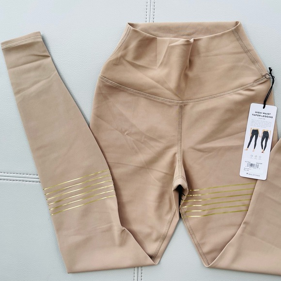 NWT! ALO YOGA High-Waist Vapor Legging Nude w/ Gold Highlights (Spark Gravel) XS - Picture 6 of 16